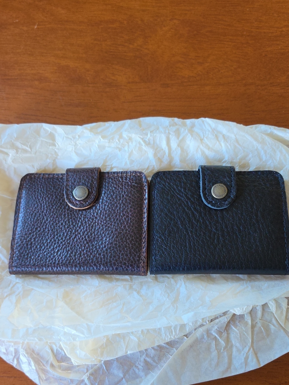 Set of 2 Portland Leather Goods Mini Bifold Wallets - Pebbled Black & Coldbrew